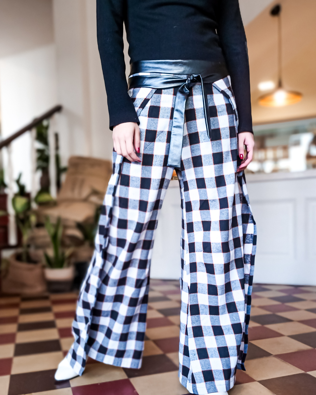CALÇA XADREZ ( PRETA E BRANCO)
