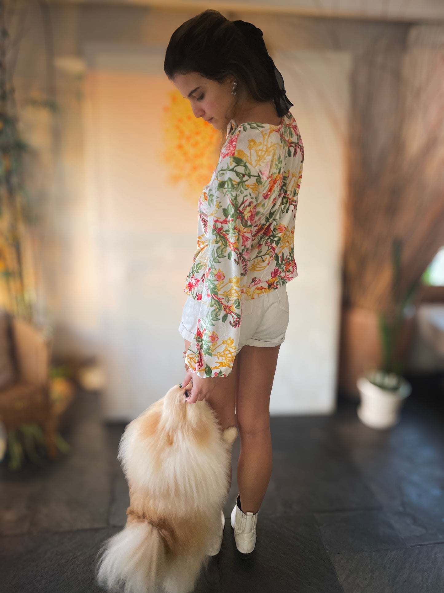 BLUSA VELUDO FLORES